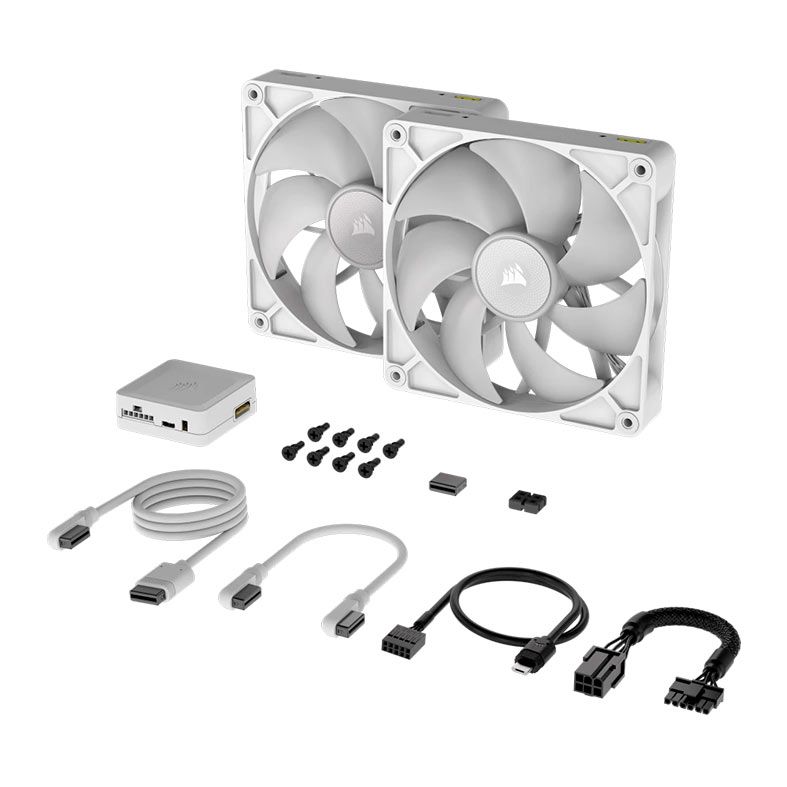 Kit Ventoinhas Corsair Icue Link RX140 PWM, RGB, 2x140mm, Branco, CO-9051024-WW