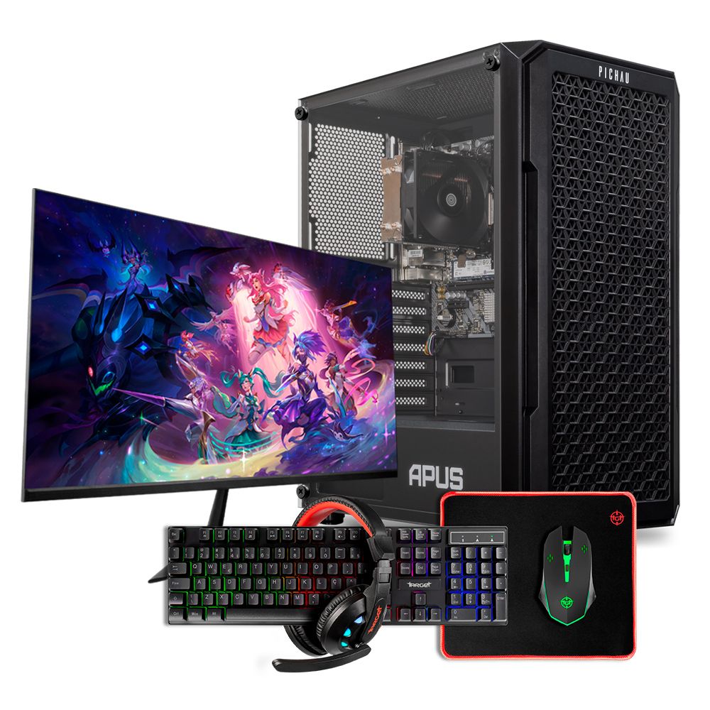 PC Gamer Completo Mancer Kvasir III, AMD Ryzen 7 5700G, 16GB DDR4, SSD M.2 480GB + Monitor + Kit Periféricos