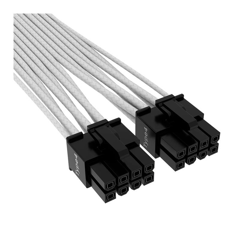 Cabo Extensor Sleeved Corsair Premium, 12+4p, 12V-2x6, Branco, CP-8920332-V2