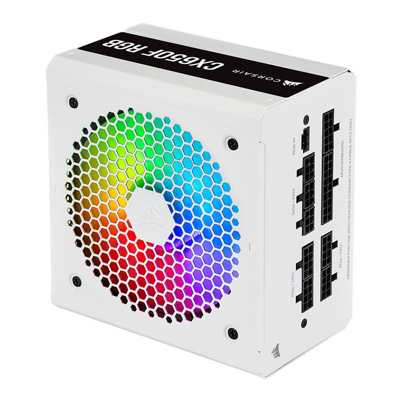 Fonte Corsair CX-F RGB Series CX650F RGB, 650W, Full Modular, 80 Plus Bronze, White, CP-9020226-BR