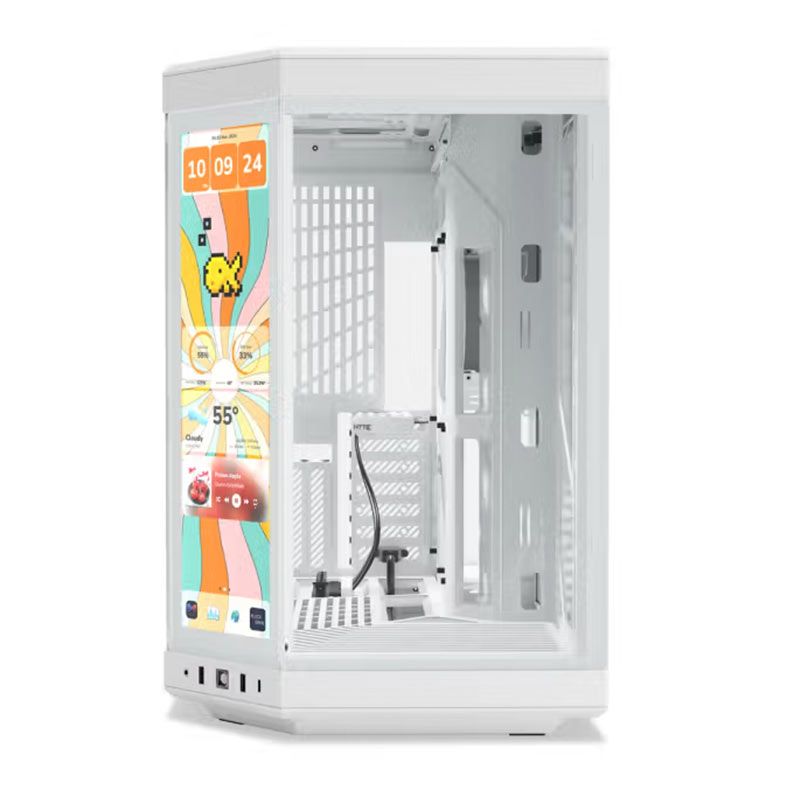 Gabinete Gamer Hyte Y70 Touch Infinite, Mid Tower, Lateral de Vidro, Display 14.9'' 60Hz, Snow White, CS-HYTE-Y70TTI-WW
