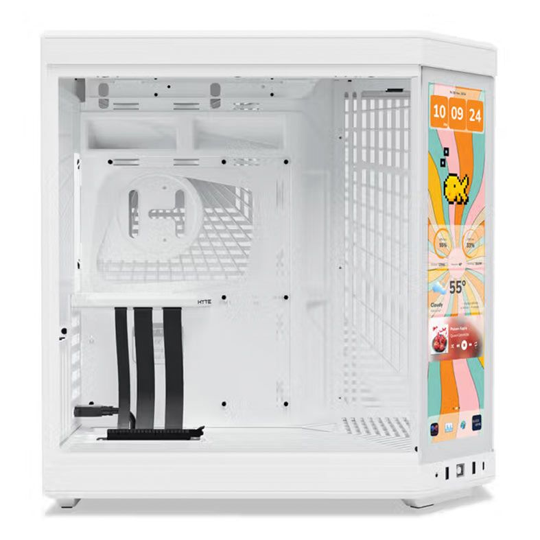 Gabinete Gamer Hyte Y70 Touch Infinite, Mid Tower, Lateral de Vidro, Display 14.9'' 60Hz, Snow White, CS-HYTE-Y70TTI-WW