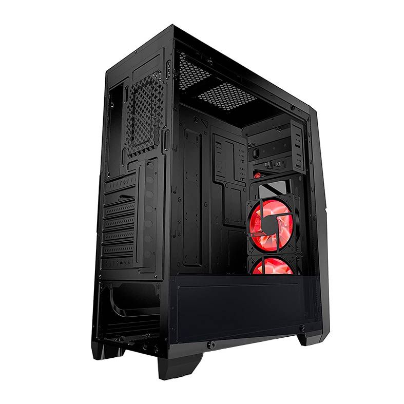 Gabinete Gamer AZZA Golem 221 Lateral de Vidro Led Vermelho Preto, CSAZ-221G