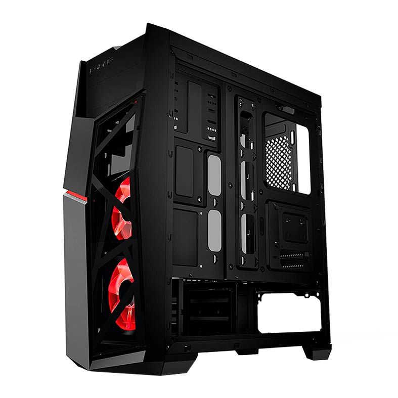 Gabinete Gamer AZZA Golem 221 Lateral de Vidro Led Vermelho Preto, CSAZ-221G