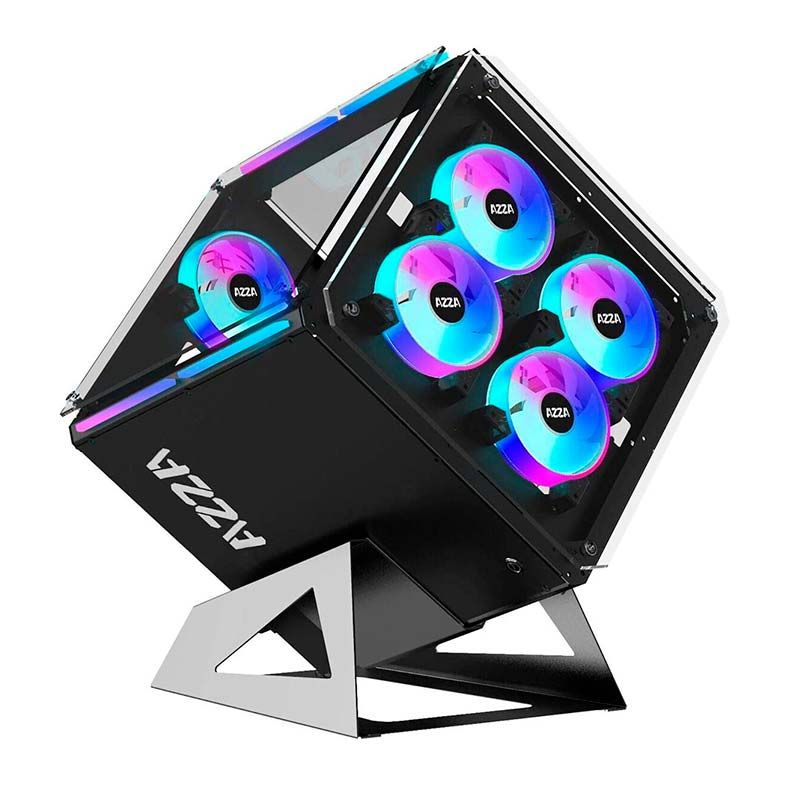 Gabinete Gamer AZZA Cube 802 Lateral de Vidro Fans RGB Preto, CSAZ-802F