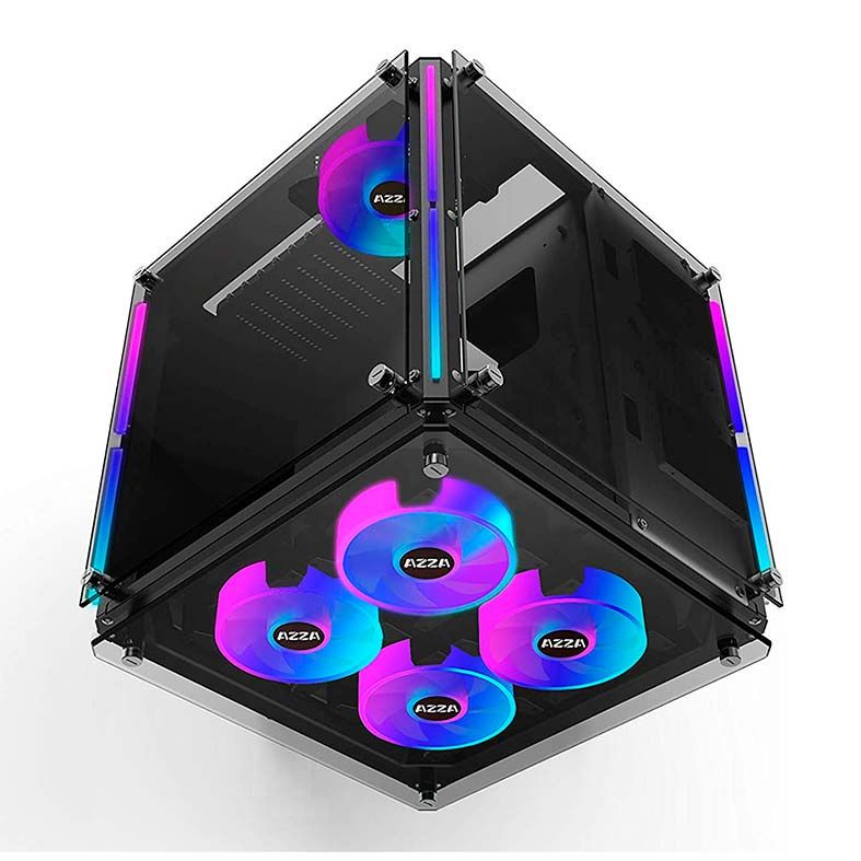Gabinete Gamer AZZA Cube 802 Lateral de Vidro Fans RGB Preto, CSAZ-802F