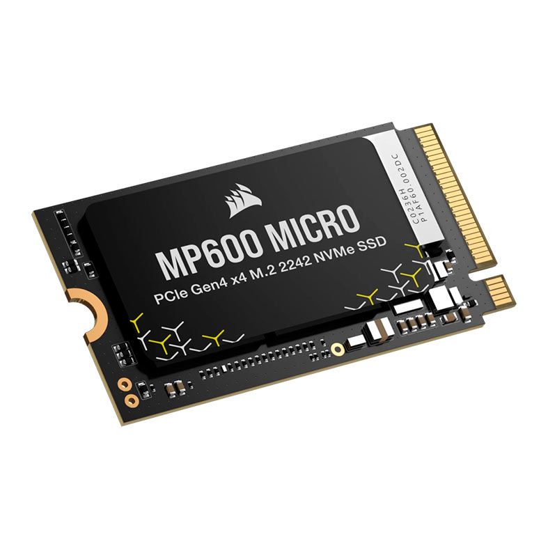 SSD Corsair MP600 Micro, 1TB, M.2 2242, PCIe NVMe, Leitura 5100MB/s, Gravacao 4300MB/s, CSSD-F1000GBMP600MCR
