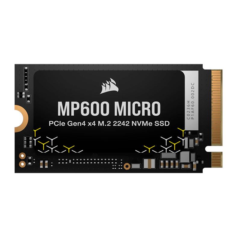 SSD Corsair MP600 Micro, 1TB, M.2 2242, PCIe NVMe, Leitura 5100MB/s, Gravacao 4300MB/s, CSSD-F1000GBMP600MCR