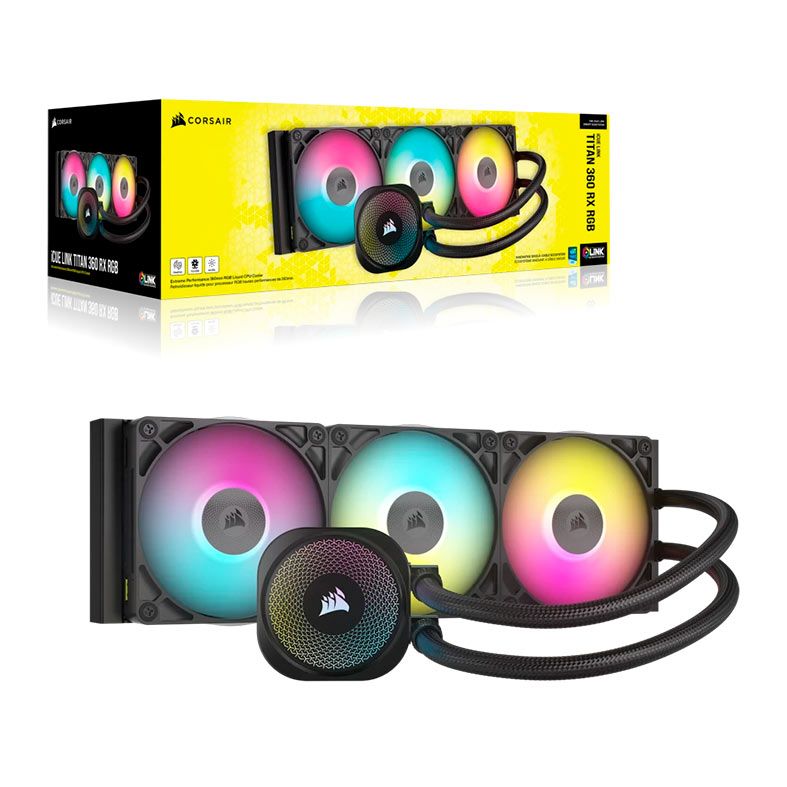 Water Cooler Corsair Icue Link Titan 360 RX AIO, RGB, 360mm, Preto, CW-9061018-WW