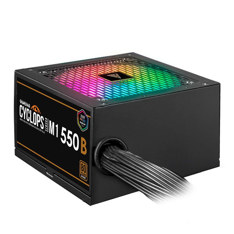 Fonte Gamdias Cyclops M1-550B, ARGB, 550W, 80 Plus Bronze, Preto, CYCLOPS-M1-550B-ARGB