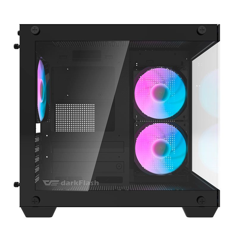 Gabinete Gamer Aigo Darkflash Durin D275M, Rainbow, Mid-Tower, Lateral de Vidro, Com 3 Fans, Preto, DC-D275M-B-BR2
