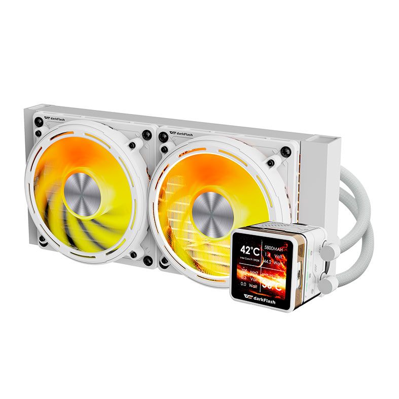 Water Cooler Aigo Darkflash DE240, ARGB, Display IPS 2.88 Pol, 240mm, Branco, DE-240-WH