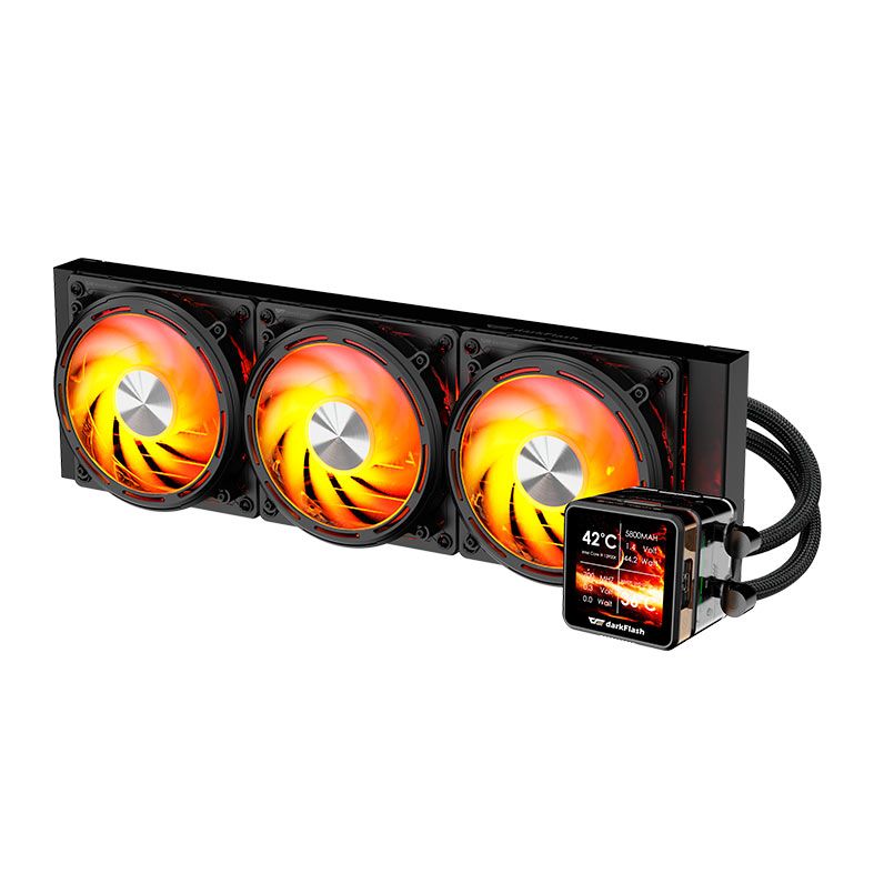 Water Cooler Aigo Darkflash DE360, ARGB, Display IPS 2.88 Pol, 360mm, Preto, DE-360-BK