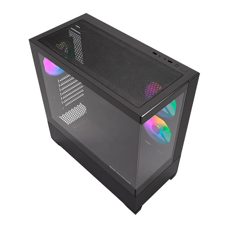 Gabinete Gamer Aigo Darkflash Panoramic DS900 Air, Rainbow, Mid-Tower, Lateral de Vidro, Com 3 Fans, Preto, DF-PANORAMIC-DS900AIR-BK-3F