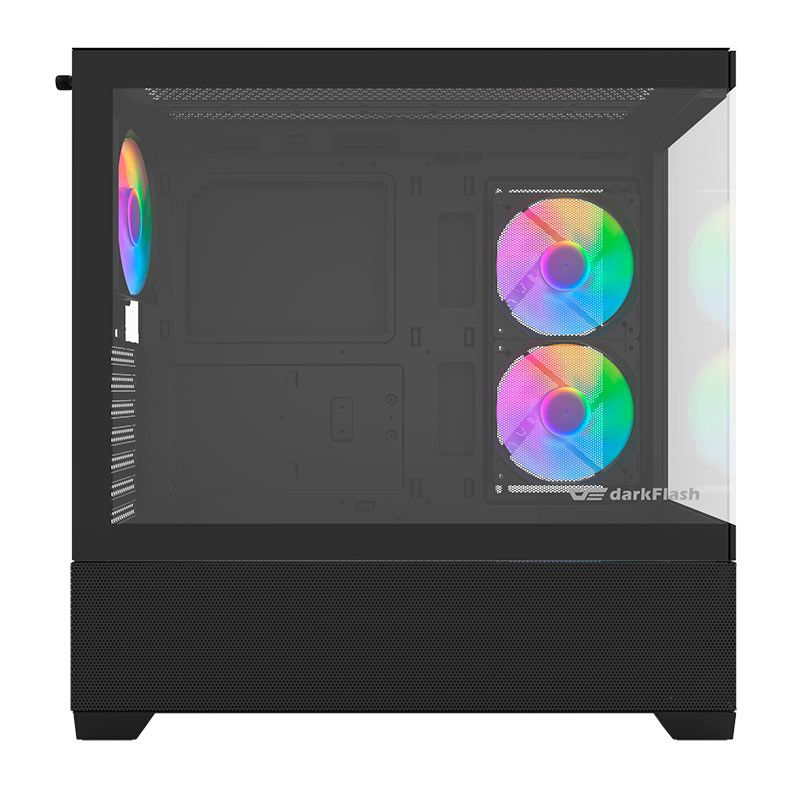 Gabinete Gamer Aigo Darkflash Panoramic DS900 Air, Rainbow, Mid-Tower, Lateral de Vidro, Com 3 Fans, Preto, DF-PANORAMIC-DS900AIR-BK-3F