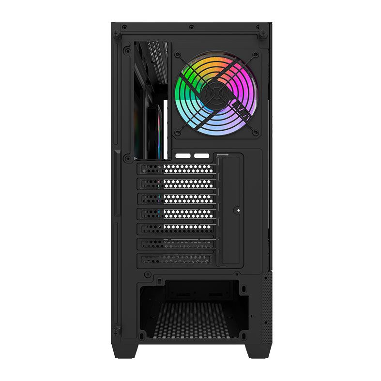 Gabinete Gamer Aigo Darkflash Panoramic DS900 Air, Rainbow, Mid-Tower, Lateral de Vidro, Com 3 Fans, Preto, DF-PANORAMIC-DS900AIR-BK-3F