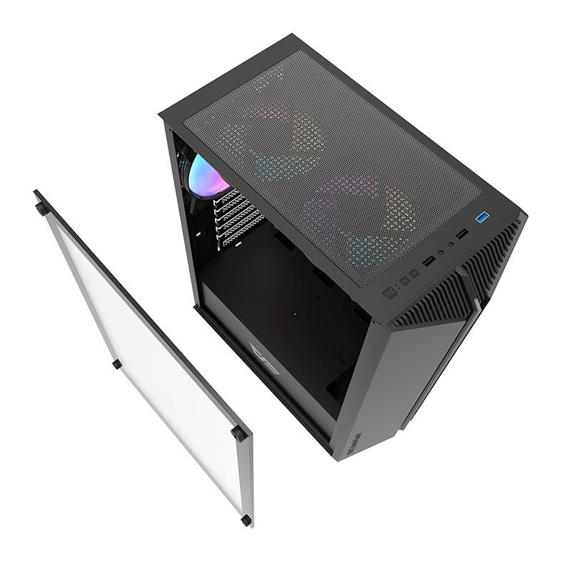 Gabinete Gamer Aigo DarkFlash DK151, RGB, Mid-Tower, Lateral de Vidro, Com 3 Fans, Preto, DK151-BK