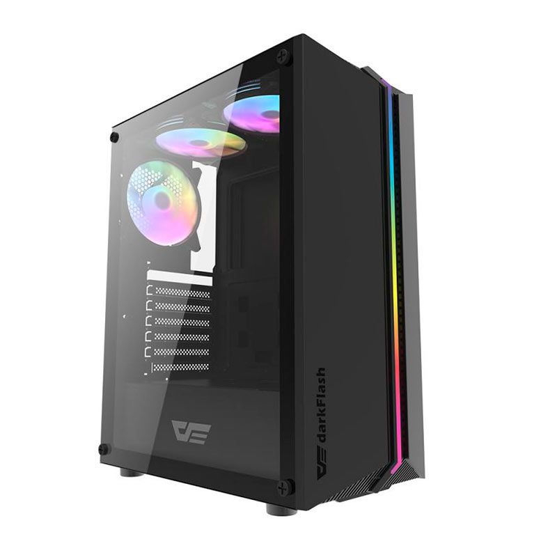 Gabinete Gamer Aigo DarkFlash DK151, RGB, Mid-Tower, Lateral de Vidro, Com 3 Fans, Preto, DK151-BK