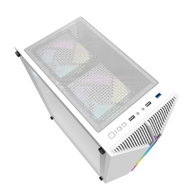 Gabinete Gamer Aigo DarkFlash DK151, RGB, Mid-Tower, Lateral de Vidro, Com 3 Fans, Branco, DK151-WH