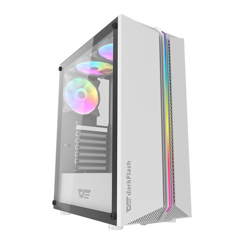 Gabinete Gamer Aigo DarkFlash DK151, RGB, Mid-Tower, Lateral de Vidro, Com 3 Fans, Branco, DK151-WH