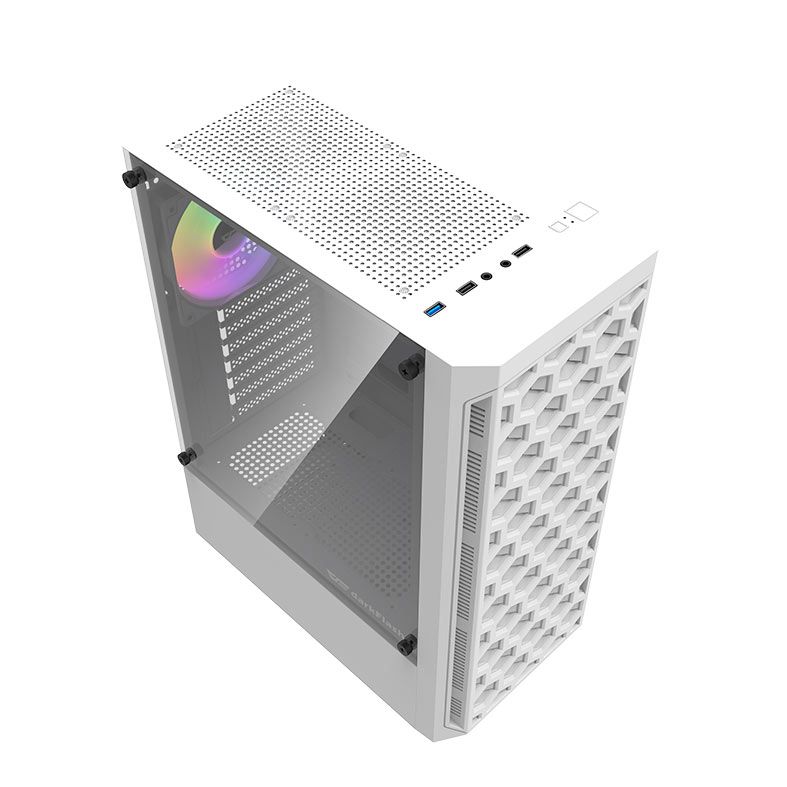 Gabinete Gamer Aigo Darkflash DK300, Mid-Tower, Lateral de Vidro, Com 4 Fans, Branco, DK300-WH