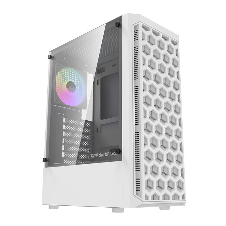 Gabinete Gamer Aigo Darkflash DK300, Mid-Tower, Lateral de Vidro, Com 4 Fans, Branco, DK300-WH