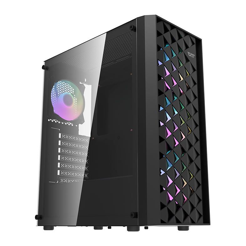 Gabinete Gamer Aigo DarkFlash DK351, RGB, Mid-Tower, Lateral de Vidro, Com 4 Fans, Preto, DK351-BK
