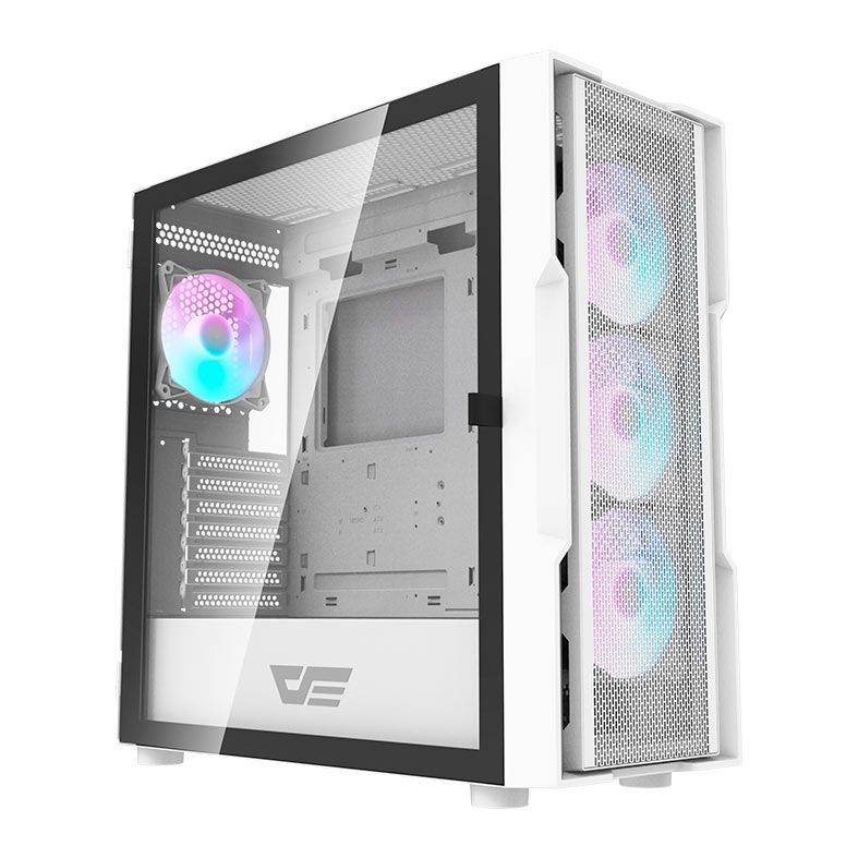 Gabinete Gamer Aigo Darkflash DK431 Mesh, ARGB, Mid-Tower, Lateral De Vidro, Com 4 Fans, Branco, DK431MESH-WH