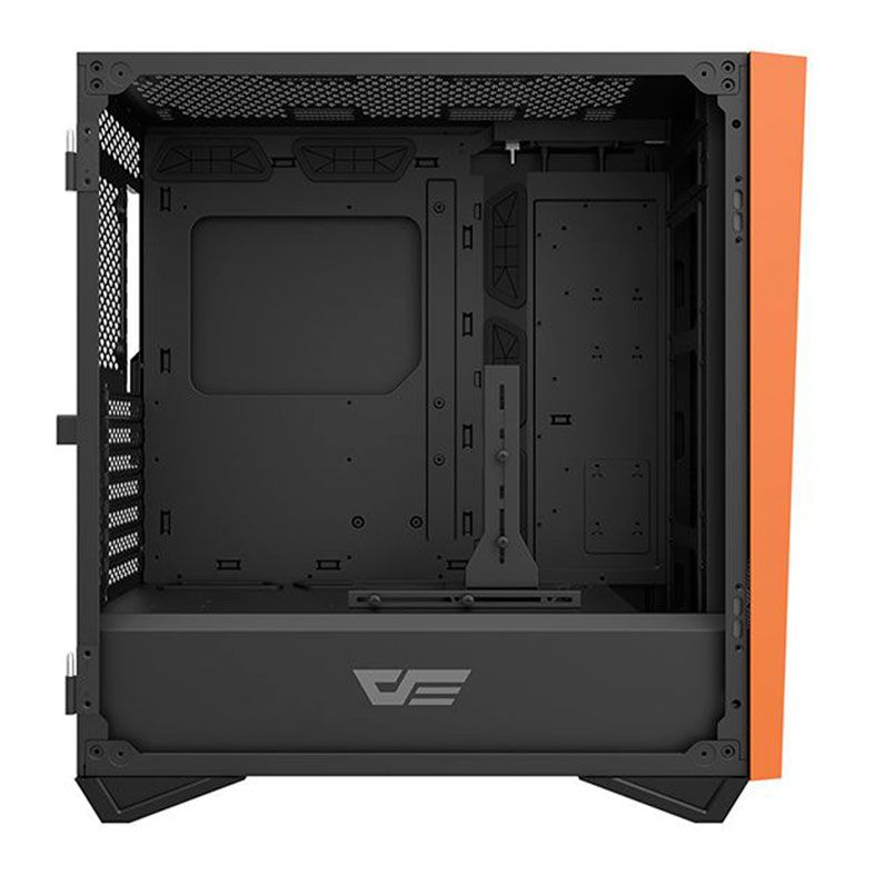Gabinete Gamer Aigo Darkflash DLZ 31 Mesh, RGB, Lateral De Vidro, Com 4 fans, Preto e Laranja, DLZ31MESHBLACK