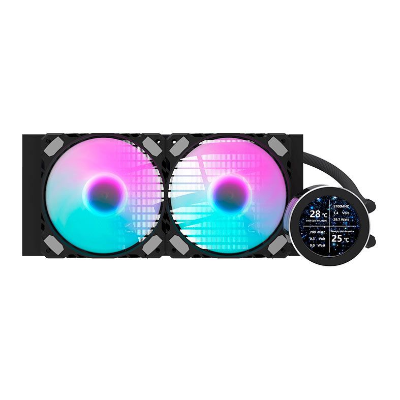 Water Cooler Aigo Darkflash DN240S, ARGB, Display IPS 2.1 Pol, 240mm, Preto, DN240S-BK
