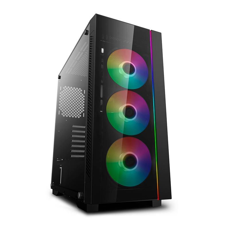 Gabinete DeepCool Matrexx 55 V3 ADD-RGB 3x120mm Vidro Temp Preto, DP-ATX-MATREXX55V3-AR-3F