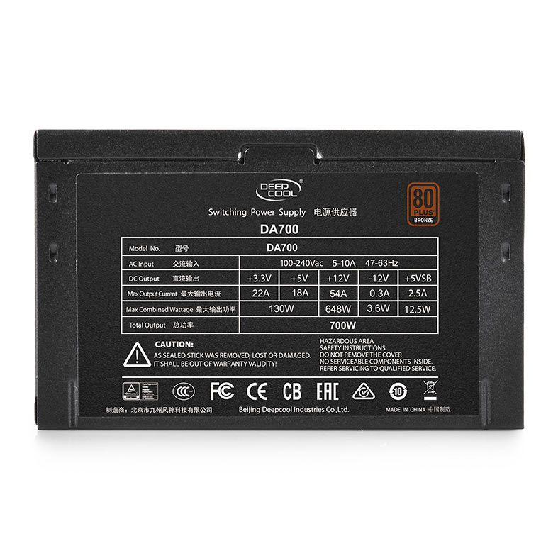 Fonte DeepCool DA700 ATX 80Plus Bronze, DP-BZ-DA700N