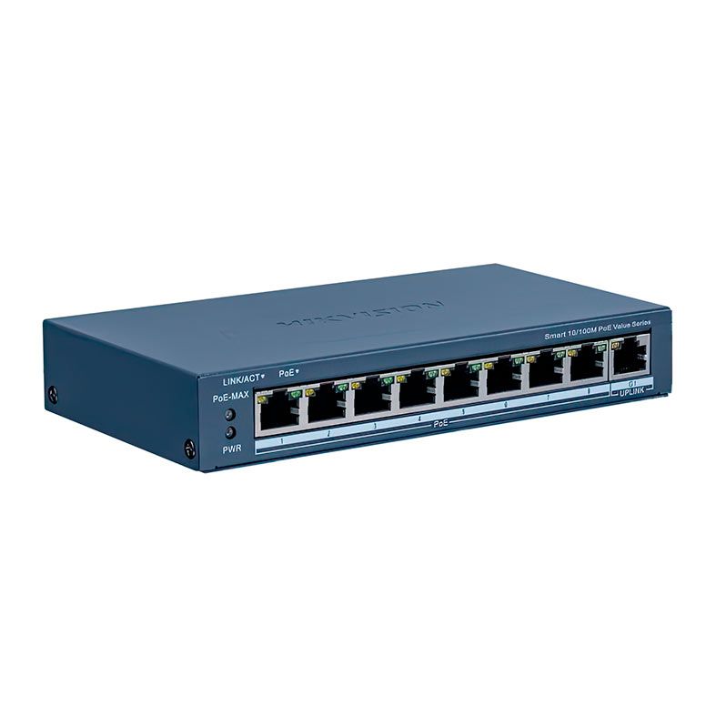 Switch Hikvision DS-3E1309P, 8 Portas PoE, 10/100, Cinza, DS-3E1309P-EI-M