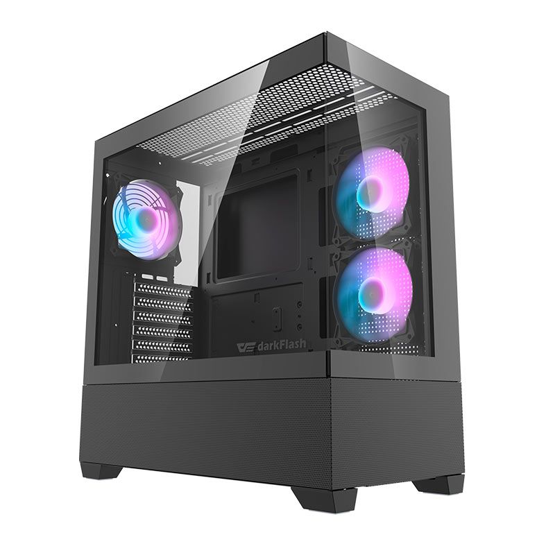 Gabinete Gamer Aigo Darkflash DS900 Air, ARGB, Mid-Tower, Lateral de Vidro, Com 3 Fans, Preto, DS900AIR-BK-3F