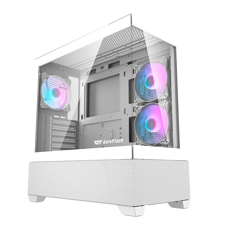 Gabinete Gamer Aigo Darkflash DS900 Air, ARGB, Mid-Tower, Lateral de Vidro, Com 3 Fans, Branco, DS900AIR-WH-3F