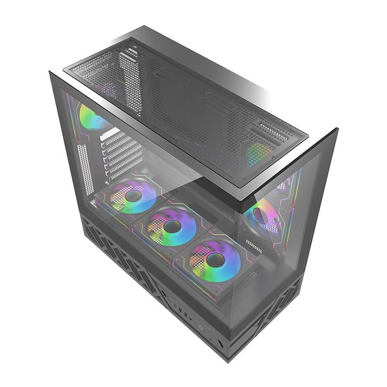 Gabinete Gamer Aigo Darkflash DS950, Mid-Tower, Lateral de Vidro, Com 6 Fans, ARGB, Preto, DS950-PC-CASE-BLACK