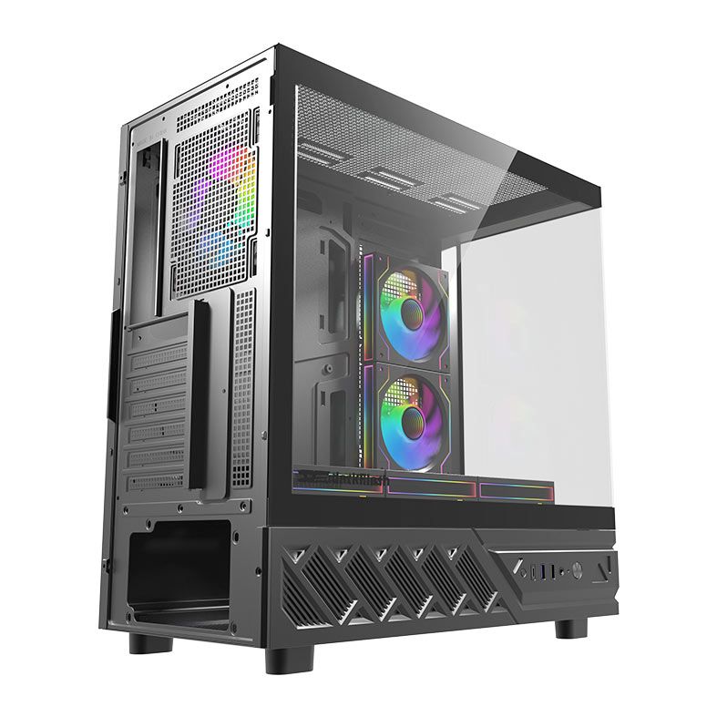 Gabinete Gamer Aigo Darkflash DS950V, Mid-Tower, Lateral de Vidro, Com 6 Fans, ARGB, Com Tela, Preto, DS950V-PC-CASE-BLACK
