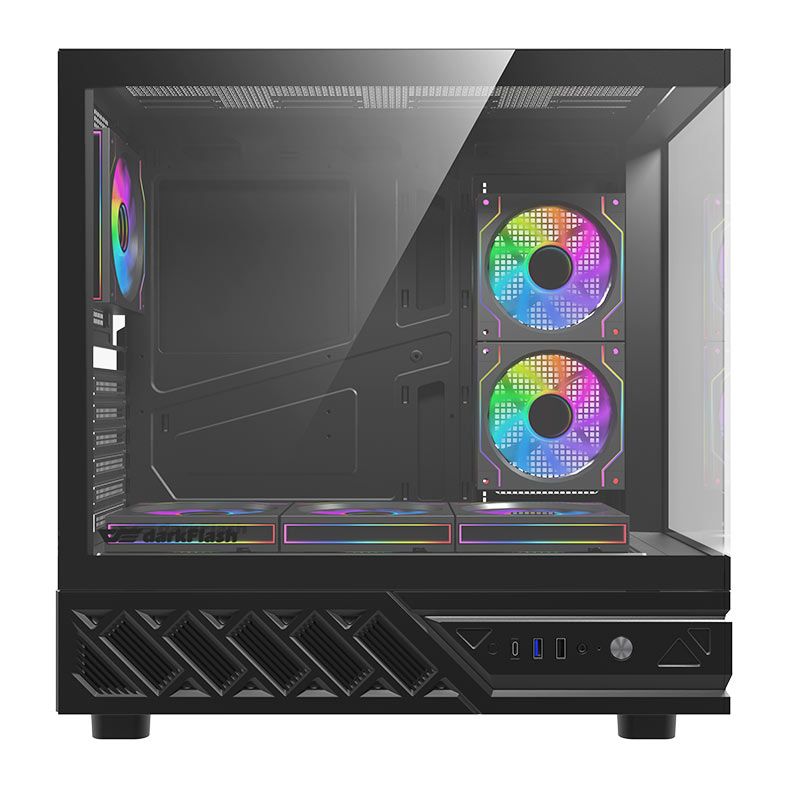 Gabinete Gamer Aigo Darkflash DS950V, Mid-Tower, Lateral de Vidro, Com 6 Fans, ARGB, Com Tela, Preto, DS950V-PC-CASE-BLACK