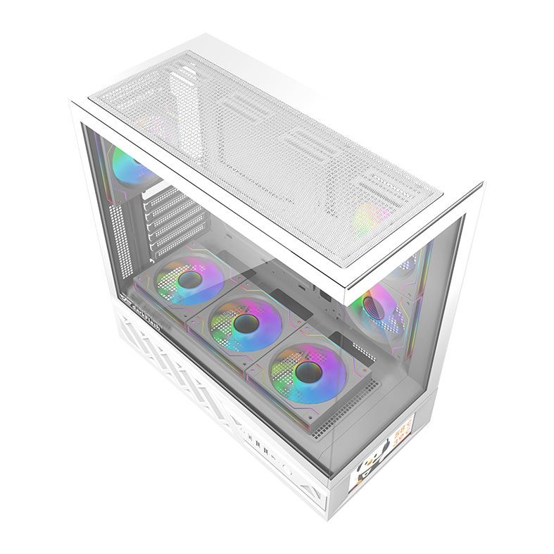 Gabinete Gamer Aigo Darkflash DS950V, Mid-Tower, Lateral de Vidro, Com 6 Fans, ARGB, Com Tela, Branco, DS950V-PC-CASE-WHITE