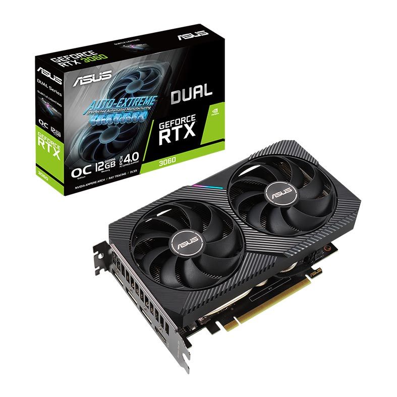 Placa de Video Asus GeForce RTX 3060 OC LHR 12GB GDDR6 Dual 192-bit, DUAL-RTX3060-O12G-V2