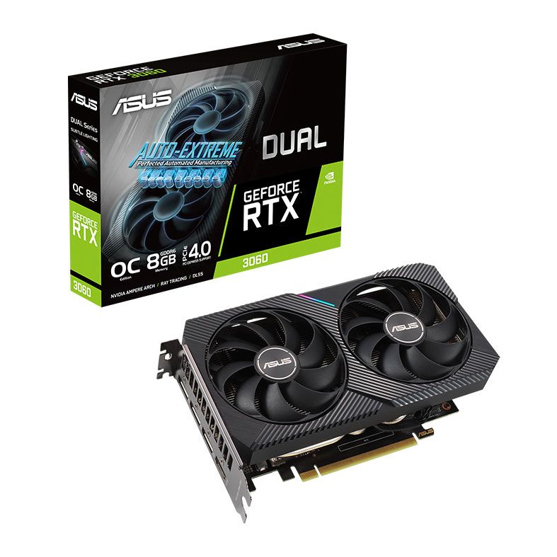 Placa de Video Asus GeForce RTX 3060 Dual OC, 8GB, GDDR6, 128-bit, DUAL-RTX3060-O8G