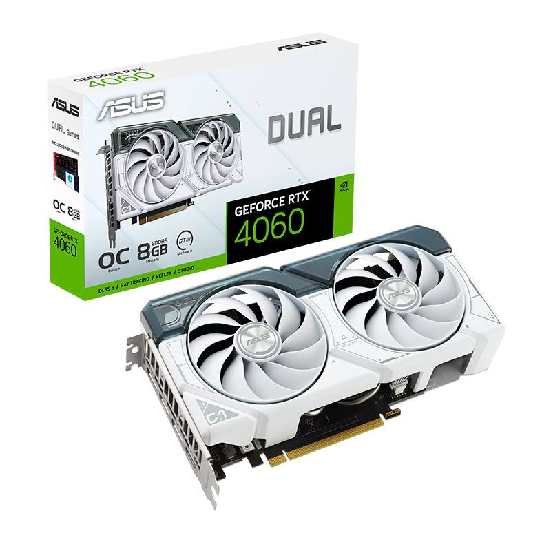 Placa de Video Asus GeForce RTX 4060 Dual White OC Edition, 8GB, GDDR6, 128-bit, DUAL-RTX4060-O8G-WHITE