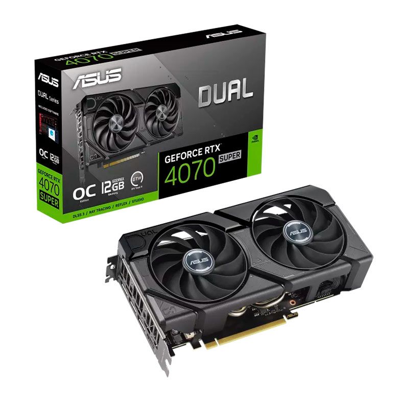 Placa De Video Asus GeForce RTX 4070 Super Dual EVO OC, 12GB, GDDR6X, 192-bit, DUAL-RTX4070S-O12G-EVO