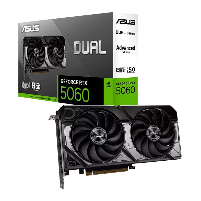 Placa de Video Asus Dual GeForce RTX 5060 OC Edition, 8GB, GDDR7, 128-bit, DUAL-RTX5060-O8G-A-NAC