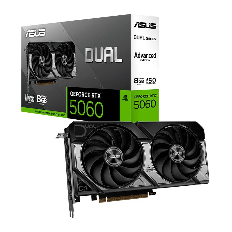 Placa de Video Asus Dual GeForce RTX 5060 OC Edition, 8GB, GDDR7, 128-bit, DUAL-RTX5060-O8G-A-NAC