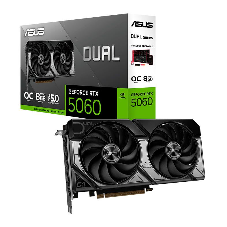 Placa de Video Asus GeForce RTX 5060 Dual OC Edition, 8GB, GDDR7, 128-bit, DUAL-RTX5060-O8G-NAC