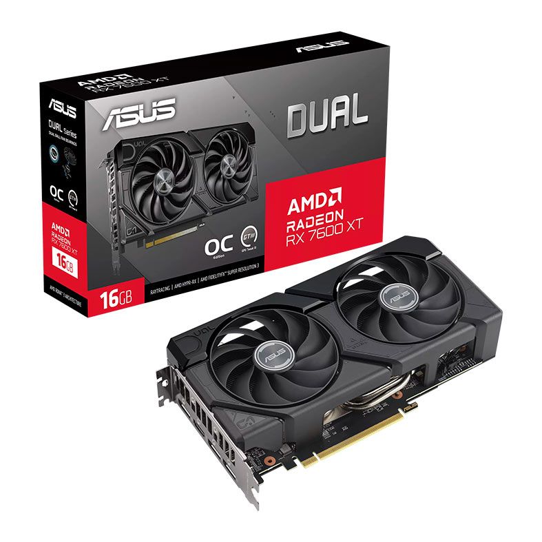 Placa de Video Asus Radeon RX 7600 XT Dual OC, 16GB, GDDR6, 128-bit, DUAL-RX7600XT-O16G