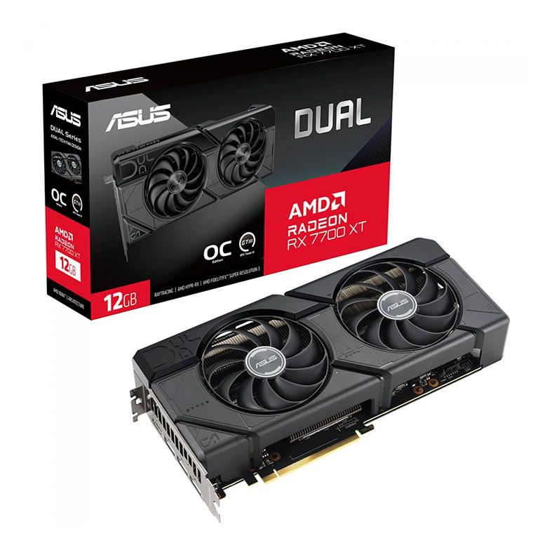 Placa de Video Asus Radeon RX 7700 XT Dual OC, 12GB, GDDR6, 192-bits, DUAL-RX7700XT-O12G