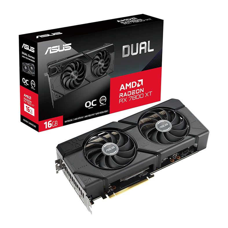 Placa de Video Asus Radeon RX 7800 XT Dual OC Edition, 16GB, GDDR6, 256-bit, DUAL-RX7800XT-O16G