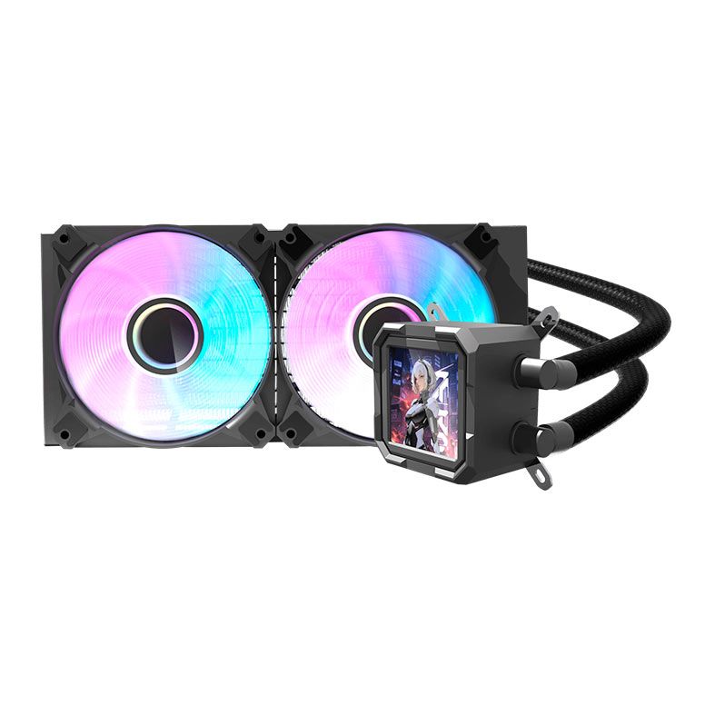 Water Cooler Aigo Darkflash DV240S, ARGB, Display LCD 2.73 Pol, 240mm, Preto, DV240S-BK